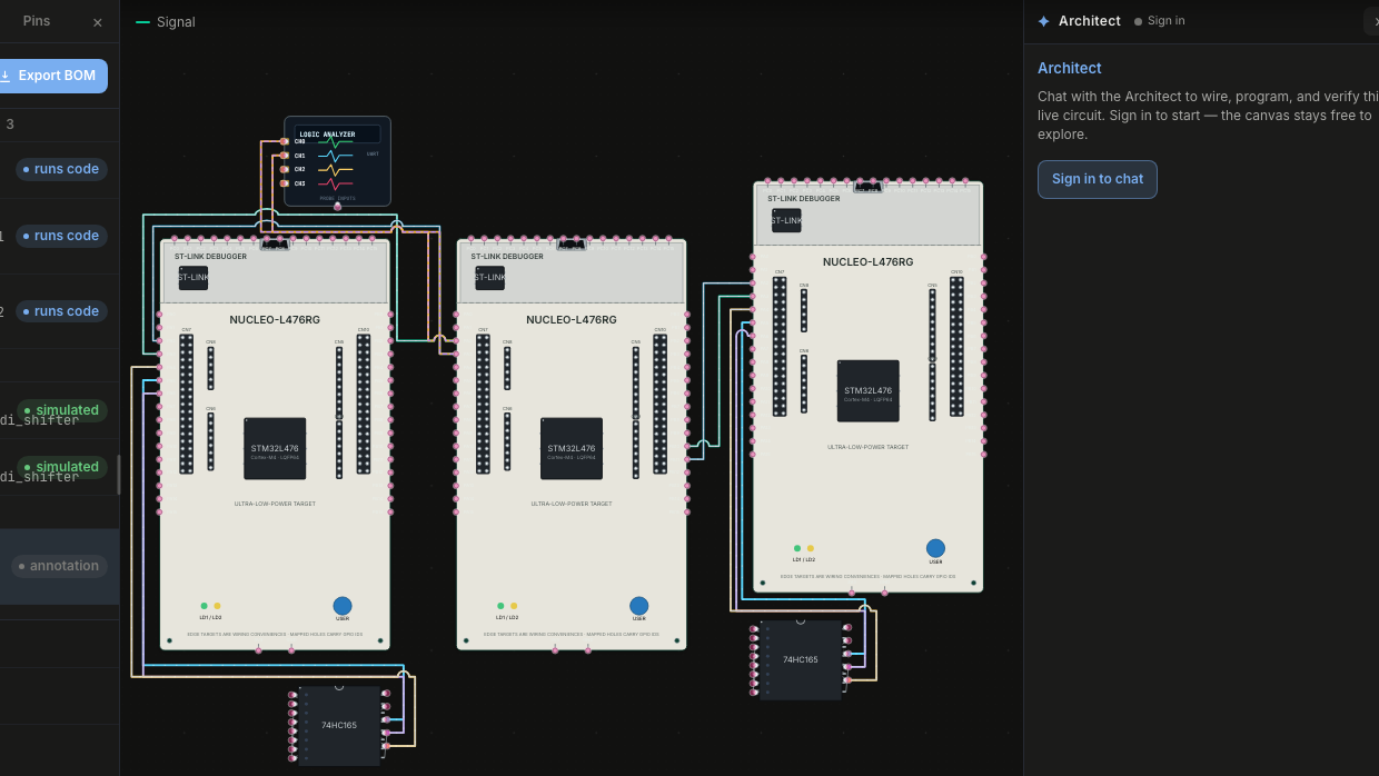 Three-board IO-Link master station running in Playground