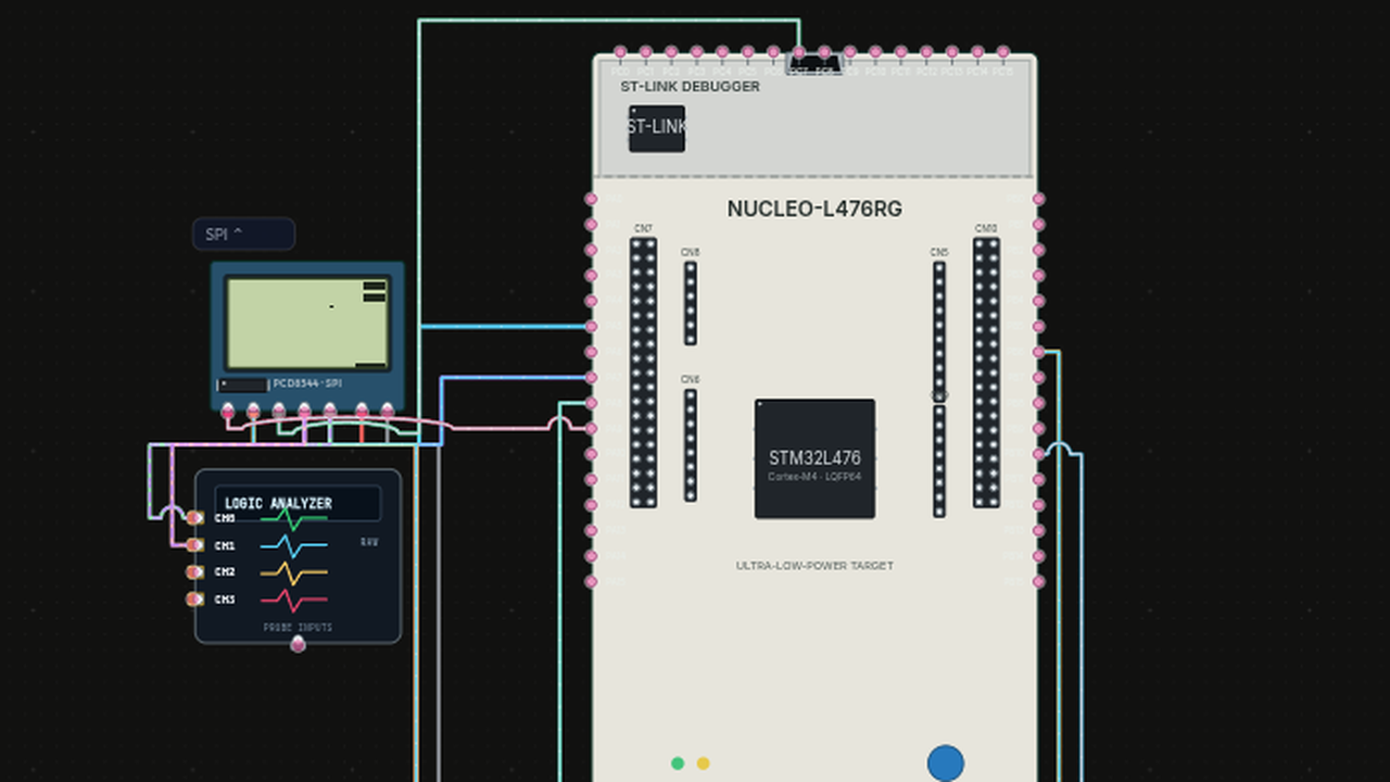 Nokia 5110 Breakout on STM32L476 with ultrasonic paddle